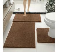 Set of 3 Non-Slip Soft Absent Long Pile Bath Mats, Machine Washable, White Bathroom Rugs for Home Decor, Quick Drying, table t