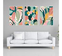 Set of 3 Nordic Abstract Wall Art Colorful Palm Leaf Plant Poster Canvas Painting Boho Tropical Botanical Minimalism Jungle Picture Decor-40 * 50cm (Unframed)