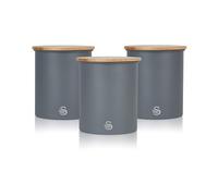 Set of 3 Nordic Tea Coffee Sugar Canisters in Grey grey