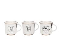 Set of 3 Novelty Speckled Mugs Dog Goose Cow 10oz Coffee Tea Cups New Bone China Clay Mug Set