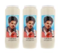 Set of 3 Novena Candles of Saint Carlo Acutis - Novena Candle - Christian Cult in Vegetable Wax