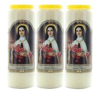 Set of 3 Novena Candles Saint Thérèse 17.5 cm - Novena Candle - Christian Cult in Vegetable Wax