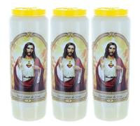 Set of 3 Novena Sacred Heart of Jesus Candles 17.5 cm - Novena Candle - Christian Cult in Vegetable Wax