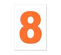 Set of 3 - Orange Bin Number 8 - Removable Self Adhesive Waterproof Durable Vinyl Stickers - Digitally Cut to the sticker Shape - size 170mm