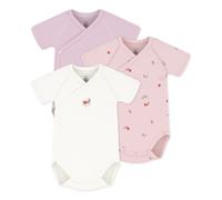 Set of 3 Organic Cotton Flowered Bodysuits Pink Birth