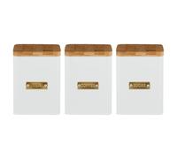 Set of 3 Otto Square Tea Coffee Sugar Canisters in White White