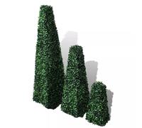 Set of 3 Outdoor Artificial Boxwood Pyramid Topiary Garden Tree Plant