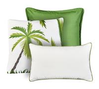 Set of 3 Outdoor Cushions SEASIDE Plant Pattern Green