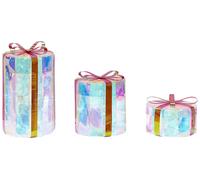 Beliani Set Of 3 Outdoor Led Decorations Christmas Gifts 30 Cm Multicolour Grimsey