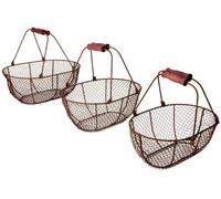 Set of 3 Oval Wire Baskets Fallen Fruits Brown One Size