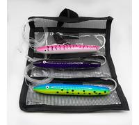 Set of 3 Painted Cedar Plug trolling Fishing Lures 6 inch Natural Cedar Fully Rigged with 150 Lb Mono! Packaged in Black MESH Bag! Ready to be fished Out of The Packaging