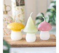 Set Of 3 Pastel Mushroom Candles - Whimsical Fairy Tale Decor