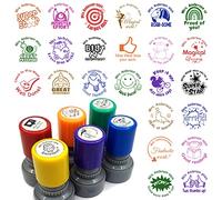 Set of 3 pcs Custom Teacher Stamp, School Classroom Stamp, You Pick Image Ink Color, 60+ Picture for Choose, Custom Teacher Name, Reward Stamp, self Inking Stamp, Round Rubber Stamp