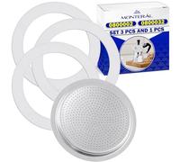 Set of 3 Pcs for Bialetti Seal Replacement Ø 56/42 mm and 1 Pcs Filter Ø 45 mm for 2 Cup Moka Pot with Original Codes 0800002 0800032 for Bialetti Moka Express Dama Break Fiammetta Iris - MONTERAL