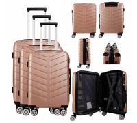 Set of 3 Pcs Luggage Hardshell Suitcase Light Weight, Rose Gold