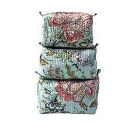 Set of 3 Pieces Gadget Bag, Indian Cotton Handmade Floral Hand Block Print Toiletry Bag Storage, Quilt Wash Bag, Cosmetic Pouch,Travel Bag