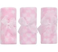 Set of 3 Pink Newborn Baby Girl Soft Light Weight Fleece Blankets/ Multi Purpose Patterned Comforter| Fits for Moses Basket Pram Crib Travel Car Home| 75 X75 CM| Economy Pack| Gift Idea