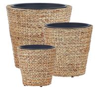 Set of 3 Plant Pots PLAKA 29/37/49 cm Water Hyacinth Natural