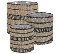 Set of 3 Plant Pots RASBORA Seagrass 35/31/27 cm Black