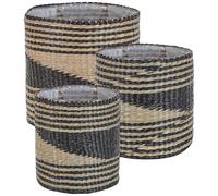 Beliani Set of 3 Seagrass Plant Baskets Planter Pots with Lining Natural Rattail