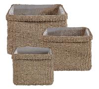 Set of 3 Plant Pots RIVULINE 23/27/30 cm Seagrass Natural