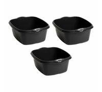 (Set of 3) Plastic 12L Litre Rectangular Washing Up Bowl Sink Tidy Organizer 39 CM Multipurpose Basin Mixing Washing Up Bowl Cleaning Tub Ideal for Home Sinks Kitchen Camping (Midnight Greyish)