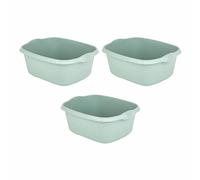 (Set of 3) Plastic 12L Litre Rectangular Washing Up Bowl Sink Tidy Organizer 39 CM Multipurpose Basin Mixing Washing Up Bowl Cleaning Tub Ideal for Home Sinks Kitchen Camping (Silver Sage)