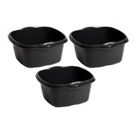 (Set of 3) Plastic 9L Litre Midnight Greyish Square Washing Up Bowl Sink Tidy Organizer 32CM Multipurpose Basin Mixing Washing Up Bowl Cleaning Tub Ideal Home Sinks Kitchen Camping Caravans Motorhomes