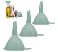 Set of 3 - Plastic Funnel for Narrow Necked Bottles - Kitchen Funnel for Liquid and Powder Transfer (Mint Green - 6.5/8/9.5cm)