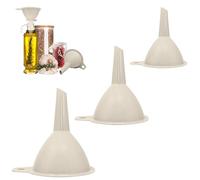 Set of 3 Plastic Funnel for Narrow Necked Bottles - Kitchen Funnel for Liquid and Powder Transfer (Taupe - 6.5/8/9.5cm)