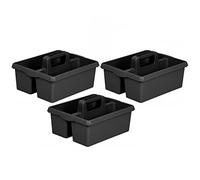 (Set of 3) Plastic Multipurpose Cleaning Caddy with Handle Shower Caddy Organizer Tool Box Utility Caddy Storage Basket Tidy Organiser Tote Tray For Car Dorm Bathroom Kitchen Home (Midnight Greyish)