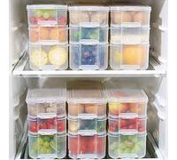 Set of 3 Plastic Storage Containers - Slim Design Easy to Use Food Storage Organiser Boxes Comes with Lids - Use in Fridge, Freezer, Cabinets and Stackable