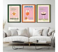 SET OF 3 PornstarMartini, Aperol Spritz, Espresso Martini Vintage Cocktail Print, Home Bar Display, Kitchen, Lounge, Ideal for Cocktail Lovers, A4 A3 Wall Art Decor (A3 - Set of 3 - Framed (White))