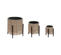 Set of 3 pots on foot cam d17 25 36 cm beige - Atmosphera créateur d'intérieur