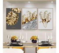 Set of 3 Premium Posters, Golden Leaf Graphics, Stylish Poster Wall Decoration for Living Room & Bedroom, Wall Art Pictures Posters and Prints Art Home Decoration, Without Frame (70 x 100 cm)