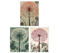 Set of 3 Prints Elegant Floral Allium Blooms Soft Pastel Room Decor 3 Pack 12X16" Poster Living Room Wall Art Prints