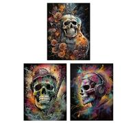 Set of 3 Prints Thrash Metal Death Skull Guitar Brutal Horror 3 Pack 12X16" Poster Wall Art Prints