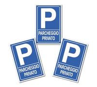 Set of 3 Private Parking Signs 30 x 20 cm PVC - High Visibility and Weather Resistant, Visible from Far Away Ideal for Outdoor Use, Quick Installation - Long Lasting