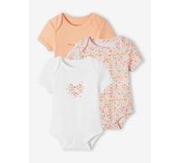 Set of 3 Progressive Bodysuits in Organic Cotton, for Babies rosy apricot