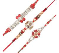 Set of 3 Rakhi for Brother Thread Bracelet for Bhai Bhabhi Bhaiya veera Raksha Bandhan Dora Set Bracelet with Rakhi Gift Card Pack for Brother Sister Indian Traditional Raksha Bandhan Festival, 8
