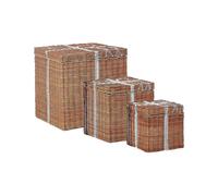Set of 3 Baskets Christmas Gifts CADEAU Rattan Natural
