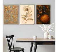 Set of 3 Realictic Leaves With Plain Background - A5 A4 A3 Art Posters Wall Art Modern Painting Prints for Home Office or Workspace Interior Decoration (A3 (420x297mm), High-resolution paper)