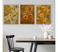 Set of 3 Realistic Flower Art with Dark Background - A5 A4 A3 Art Posters Wall Art Modern Painting Prints for Home Office or Workspace Interior Decoration (A5 (210x148mm), High-resolution paper)