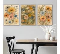 Set of 3 Realistic Flower Art with Minimal Background - A5 A4 A3 Art Posters Wall Art Modern Painting Prints for Home Office or Workspace Interior Decoration (A4 (297x210mm), High-resolution paper)