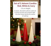(Set of 3) Red White and Ivory Advent Candle 5.5 x 15CM Traditional Christmas Countdown Candle Pyramid Candles Numbered Advent Dinner Candle Long-Burning for Festive Home Decor Christmas Gifts