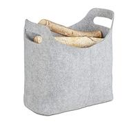 Relaxdays Set of 3 Felt Firewood Baskets Grey
