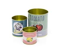 Set of 3 Retro-Style Storage Tins | Vintage Replica Food Cans for Kitchen, Craft & Home Display | 3-piece Storage Tins