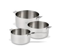 Set of 3 R'evolution Saucepans and Removable Handle Inox