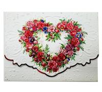 Set of 3 - Rose Heart Valentine Day Love Portfolio Boxed Note Cards by Carol Wilson. 10 embossed 4x5 Die-Cut Notecards and Matching Envelopes in Decorative Gift Box with Magnetic Flap. NCP2149