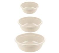 Set of 3 Round Bowls BPA-Free Plastic - 5L, 7.5L and 10.5L - Lightweight and Durable Bowls - Modern Design and Versatile for Kitchen, Washing, Maintenance, Garden (Cream)